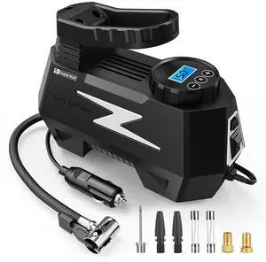 KEHIPI  Tire Inflator Portable Air Compressor, DC 12V Tire Air Pump with LED and 150PSI Digital Pressure Gauge, Portable Tire Inflator for Car Tires, Motorcycles, Bike, Ball (Silver)