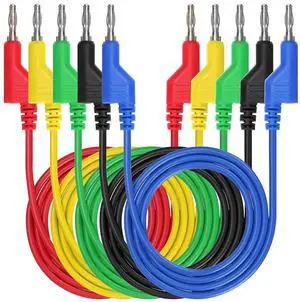 KEHIPI 5pcs Banana to Banana Plug Test Lead Set, 4mm Stackable Banana Plug Wire Test Cable Lead for Multimeter, Electrical Test Wire 1000V/15A KEHIPI 5pcs Banana to Banana Plug Test Lead Set, 4mm Stackable Banana Plug Wire Test Cable Lead for Multimeter, Electrical Test Wire 1000V/15A