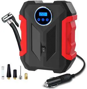KEHIPI Digital Air Compressor for Car Auto Pump Portable Tire Inflator with LED Light DC 12V, Red