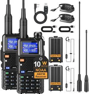 KEHIPI 5RH Ham Long Range Radio 10W Radio (Upgraded of UV-5R), 999CH One Key Frequency Match, 2500mAh Battery Rechargeable Walkie Talkies, with Programming Cable, Earpiece, Type-C Charging(2 Pack)