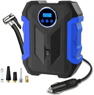 KEHIPI Digital Air Compressor for Car Auto Pump Portable Tire Inflator with LED Light DC 12V, Blue