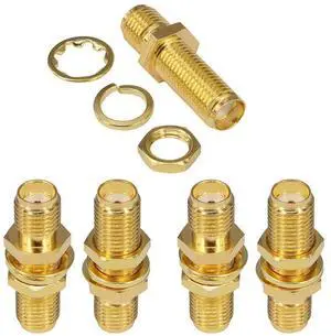 KEHIPI SMA Socket Connector Panel Chassis Mount SMA Female to Female Bulkhead Extendable Antenna Jack Adapter for Antennas Wireless LAN Devices Coaxial Cable Pack of 5