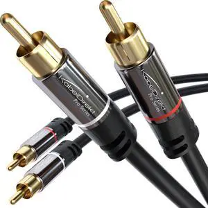 KEHIPI  15ft RCA/Phono Cable, 2 × 2 Plugs, Stereo Audio Cable, Practically Break-Proof & Flawless Sound Quality (coaxial, subwoofer/amp/HiFi & Home Cinema/Blu-ray, Analog & Digital)