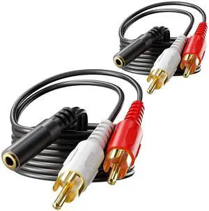KEHIPI 3.5 mm Female to 2 RCA Male Stereo Audio Cable (3FT), Gold Plated, 1/8 Inch Mini Jack to Dual RCA Y Splitter Cord for TV, Phone, Speaker, Home Theater, MP3, 39 Inch(100cm), 2 Pack KEHIPI 3.5 mm Female to 2 RCA Male Stereo Audio Cable (3FT), Gold Plated, 1/8 Inch Mini Jack to Dual RCA Y Splitter Cord for TV, Phone, Speaker, Home Theater, MP3, 39 Inch(100cm), 2 Pack