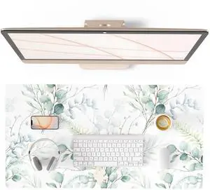 KEHIPI Large Mouse Pad for Desk, Cute Desk Mat for Desktop, Women Girls Green Office Décor Desk Accessories, PU Leather Waterproof Gaming Mousepad, Eucalyptus Leaf Desk Pad Computer Mat, 31.5" x 15.7" KEHIPI Large Mouse Pad for Desk, Cute Desk Mat for Desktop, Women Girls Green Office Décor Desk Accessories, PU Leather Waterproof Gaming Mousepad, Eucalyptus Leaf Desk Pad Computer Mat, 31.5" x 15.7"