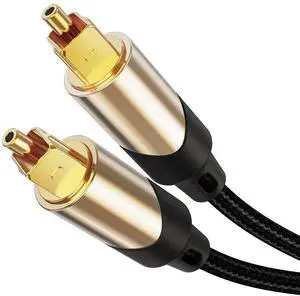 KEHIPI 15 Feet Optical Audio Cable, Fiber Digital Optical SPDIF Cable with Metal Connectors for Home Theater, Sound Bar, DVD/CD Player, TV & More, Black&Gold / 4.5M KEHIPI 15 Feet Optical Audio Cable, Fiber Digital Optical SPDIF Cable with Metal Connectors for Home Theater, Sound Bar, DVD/CD Player, TV & More, Black&Gold / 4.5M