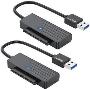 KEHIPI SATA to USB 3.0 Adapter 2 Pack, USB SATA III Hard Drive to USB Adapter Cable, External Converter Compatible for 2.5 Inch SSD Data Transfer
