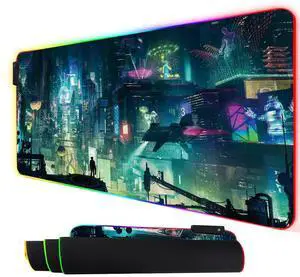 KEHIPI RGB Mouse Pad, XXL LED Gaming Mouse Mat Heavy Duty Anty Slip 35.4 * 15.7 Inches greencity