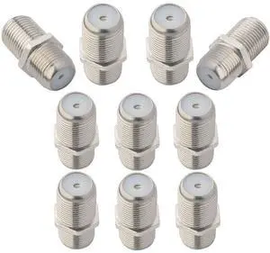 KEHIPI F-Type Female to Female Cable Connector RG6 Connector F Female to F Female Adapter Female to Female Antenna Connector Low Loss TV Cable Connector for TV Antenna, Nickel Plated (10 Pieces)