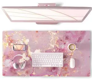 KEHIPI Large Mouse Pad, Cute Pink Desk Mat for Desktop, Women Girls PU Leather Desk Pad Waterproof Gaming Mousepad, Rose Gold Marble Computer Protector Writing Pad for School Office Home 31.5" x 15.7" KEHIPI Large Mouse Pad, Cute Pink Desk Mat for Desktop, Women Girls PU Leather Desk Pad Waterproof Gaming Mousepad, Rose Gold Marble Computer Protector Writing Pad for School Office Home 31.5" x 15.7"