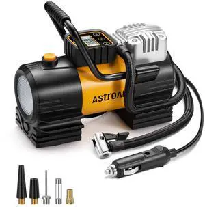 KEHIPI Tire Inflator Portable Air Compressor (Up to 150 PSI) Tire Pump for Car 12V DC Digital Air Pump with 12 LEDs Super Bright Light for Bicycle, Motorcycle, Automotive Car Accessories
