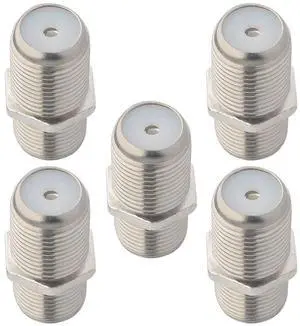 KEHIPI F-Type Female to Female Cable Connector RG6 Connector F Female to F Female Adapter Female to Female Antenna Connector Low Loss TV Cable Connector for TV Antenna, Nickel Plated (5 Pieces)