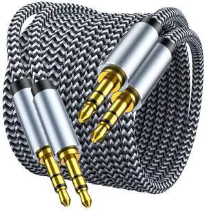 KEHIPI Aux Cord 2Pack, 3.5mm Audio Cable Nylon Braided Aux Cable 4ft, 3.5mm Male to Male AUX Cord for Car, Headphones, Home Stereos, Speaker