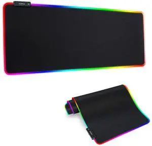 KEHIPI RGB Gaming Mouse Mat Pad - Large Extended Led Mousepad with 14 Lighting Modes 2 Brightness, Anti-Slip Rubber Base with Waterproof Coating Mouse Mat for Gamer 800×300×4mm/31.5×11.8×0.16 inch