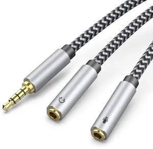 KEHIPI Long Headset Splitter Cable 5ft - 3.5mm TRRS Headphone Mic Splitter for Headset with Separate Headphone & Mic Compatible with PC, PS4, Xbox, Laptop, Smartphone (Not for 2 Headphones)