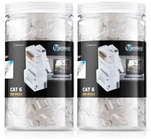 KEHIPI  Cat6 RJ45 Pass Through Connector 400-Pack - EZ Cat 6 Pass Through RJ45 Connectors - cat 6 connectors - Ethernet Connector - Ethernet Plug - for Solid or Stranded UTP Network Cable