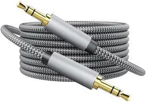 KEHIPI  AUX Cord 3.5mm Auxiliary Audio Cable AUX Cable 50ft Nylon Braided Male to Male 3.5mm Audio Cable Compatible for Headphones, iPods, iPhones, iPads, Home/Car Stereos and More