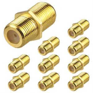 KEHIPI Coaxial Cable Connector 10 Pack, Gold-Plated Coax Female to Female Connector for RG6/RG59 Coaxial Cable Extend
