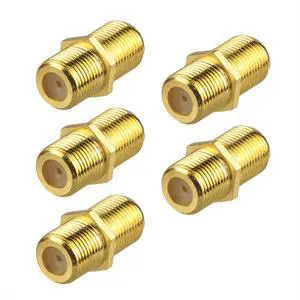 KEHIPI Coaxial Cable Connector, RG6 F-Type Gold Plated Adapter Female to Female Coax Extender TV Cables, 5-Pack