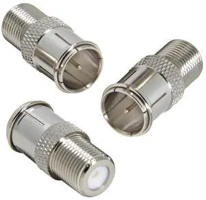 KEHIPI 3-Pack Quick Connect Coaxial Cable Connector, Push-On F Type Male to Female Adapter for RG6 Cable, Satellite Dish, TV, Internet & RV (Nickel Plated, Easy Install)