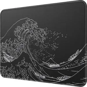 KEHIPI Mouse Pad [30% Larger] with Anti-fray Stitching, Premium-Textured & Waterproof Computer Mousepad with Non-Slip Rubber Base, Gaming Mouse Mat for Laptop, Office & Home, Kanagawa Wave