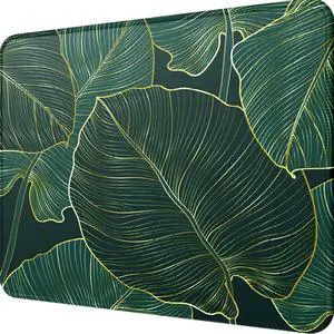 KEHIPI  Mouse Pad [30% Larger] with Anti-fray Stitching, Premium-Textured & Waterproof Computer Mousepad with Non-Slip Rubber Base, Gaming Mouse Mat for Laptop, Office & Home, Green Leaves