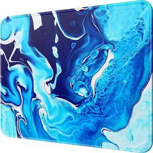 KEHIPI Mouse Pad [30% Larger] with Anti-fray Stitching, Premium-Textured & Waterproof Computer Mousepad with Non-Slip Rubber Base, Gaming Mouse Mat for Laptop, Office & Home, Blue Waves