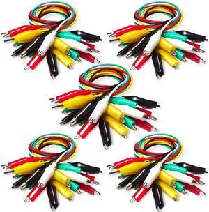 KEHIPI 50PCS Alligator Clips Electrical Test Leads Dual Ended Crocodile Clips Jumper Wires for Circuit Connection Electrical Testing 5 Colors