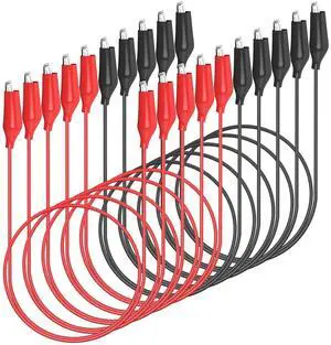 KEHIPI 10PCS Alligator Clips Electrical Test Leads Dual Ended Crocodile Clips Jumper Wires for Circuit Connection Electrical Testing Red&Black