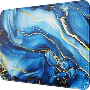 KEHIPI Mouse Pad [30% Larger] with Anti-fray Stitching, Premium-Textured & Waterproof Computer Mousepad with Non-Slip Rubber Base, Gaming Mouse Mat for Laptop, Office & Home, Blue Marble