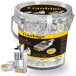 KEHIPI 100-Pack Cat7 Cat6A RJ45 Pass Through Connectors Shielded (Cat7 Cat6A Ends/ RJ45 Modular Plugs) 100PCS Strain Relief Boots