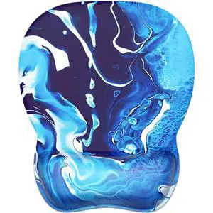 KEHIPI Ergonomic Mouse Pad with Gel Wrist Rest, Comfortable Mousepad with Smooth Wrist Support Surface and Non-Slip PU Base for Pain Relief, Computer, Laptop, Office & Home, 9.4 x 8.1 in, Blue Waves KEHIPI Ergonomic Mouse Pad with Gel Wrist Rest, Comfortable Mousepad with Smooth Wrist Support Surface and Non-Slip PU Base for Pain Relief, Computer, Laptop, Office & Home, 9.4 x 8.1 in, Blue Waves