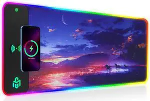KEHIPI Wireless Charging RGB Gaming Mouse Pad 15W, LED Mouse Mat 800x300x4MM, 10 Light Modes Extra Large Mousepad Non-Slip Rubber Base Computer Keyboard Mat for Gaming, MacBook, PC, Laptop, Desk KEHIPI Wireless Charging RGB Gaming Mouse Pad 15W, LED Mouse Mat 800x300x4MM, 10 Light Modes Extra Large Mousepad Non-Slip Rubber Base Computer Keyboard Mat for Gaming, MacBook, PC, Laptop, Desk