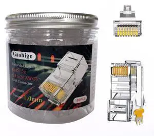 KEHIPI 100-Pack Cat5 Cat5e RJ45 Connectors Ends for Solid Wire and Standard Cable (Not Pass Through)