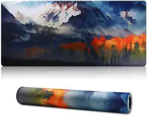 KEHIPI Large Gaming Mouse Pad with Stitched Edges,[35.4x15.7In] Extended Mouse Pad with Non-Slip Natural Rubber Base for Gamer/Desktop/Office/Home-90x40 Moutain05