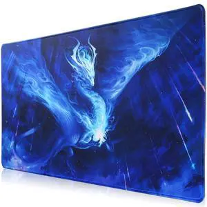 KEHIPI Large Gaming Mouse Pad with Stitched Edges,[35.4x15.7In] Extended Mouse Pad with Non-Slip Natural Rubber Base for Gamer/Desktop/Office/Home-90x40 Bluedragon