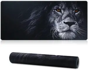 KEHIPI Large Gaming Mouse Pad with Stitched Edges,[27.5x11.8In] Extended Black Lion Mouse Pad with Non-Slip Natural Rubber Base for Gamer/Desktop/Office/Home 70x30 Blion02
