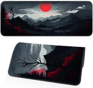 KEHIPI Gaming Mouse Pad, Non-Slip Rubber Bottom with Stitched Edge Desk Mouse Pad for Work, Home, Gaming, 31.5 x 11.8 Inch, Red Moon KEHIPI Gaming Mouse Pad, Non-Slip Rubber Bottom with Stitched Edge Desk Mouse Pad for Work, Home, Gaming, 31.5 x 11.8 Inch, Red Moon