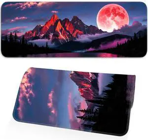 KEHIPI Mouse Pad, Gaming Mouse Pad, Large Laptop Pad, Waterproof and Non-Slip, Gaming Office Sewn Desk Pad, 31.5x11.8 Inch Extended, Moon Mountain KEHIPI Mouse Pad, Gaming Mouse Pad, Large Laptop Pad, Waterproof and Non-Slip, Gaming Office Sewn Desk Pad, 31.5x11.8 Inch Extended, Moon Mountain