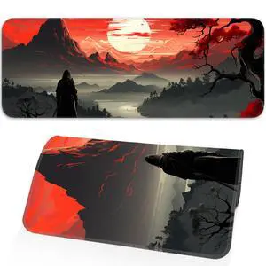 KEHIPI Japanese Gaming Mouse Pad, Non-Slip Rubber Base with Stitched Edge Mouse Pad for Office, Laptop, 31.5x11.8 Inch Anime Gaming Keyboard Pad