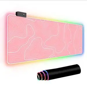 KEHIPI Pink RGB Mouse Pad LED Desk Mat Large Gaming Mousepad Pink and White Line Design, Keyboard Pad XL Mouse Mat for Home and Office KEHIPI Pink RGB Mouse Pad LED Desk Mat Large Gaming Mousepad Pink and White Line Design, Keyboard Pad XL Mouse Mat for Home and Office