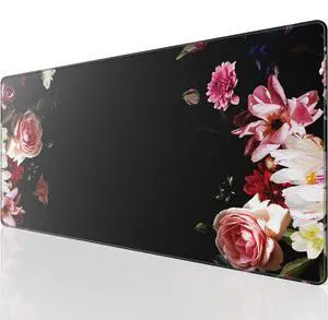 KEHIPI Large Gaming Mouse Pad with Stitched Edges, Extended Mousepad with Superior Micro-Weave Cloth, Non-Slip Base, Water Resist Keyboard Pad for Gamer, Office & Home, 31.5x15.7in, Peony Flower KEHIPI Large Gaming Mouse Pad with Stitched Edges, Extended Mousepad with Superior Micro-Weave Cloth, Non-Slip Base, Water Resist Keyboard Pad for Gamer, Office & Home, 31.5x15.7in, Peony Flower