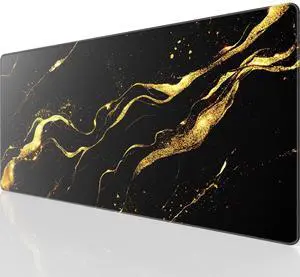 KEHIPI Large Gaming Mouse Pad with Stitched Edges, Extended Mousepad with Superior Micro-Weave Cloth, Non-Slip Base, Water Resist Keyboard Pad for Gamer, Office & Home, 31.5x15.7in, Black Gold KEHIPI Large Gaming Mouse Pad with Stitched Edges, Extended Mousepad with Superior Micro-Weave Cloth, Non-Slip Base, Water Resist Keyboard Pad for Gamer, Office & Home, 31.5x15.7in, Black Gold