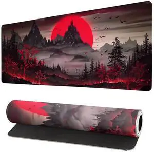 KEHIPI Extended Gaming Mouse Pad, Large Desk Mat XL Anime Mouse Pad Waterproof with Stitched Edges, Non-Slip Desktop Pad for Home and Office, Level Up Your 31.5x11.8 Inch (Darkness Red Moon2) KEHIPI Extended Gaming Mouse Pad, Large Desk Mat XL Anime Mouse Pad Waterproof with Stitched Edges, Non-Slip Desktop Pad for Home and Office, Level Up Your 31.5x11.8 Inch (Darkness Red Moon2)