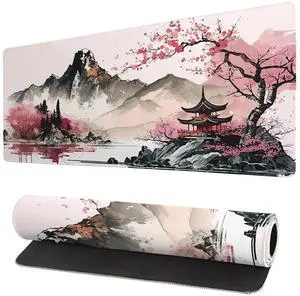 KEHIPI Watercolor Japanese Large Gaming Mouse Pad,Mouse Pad Gaming 31.5 x 11.8 in Mouse Mat Desk Pad,Large Desk Mat,Extended Keyboard Mousepad with Non-Slip Base and Stitched Edge for Desk Home Office KEHIPI Watercolor Japanese Large Gaming Mouse Pad,Mouse Pad Gaming 31.5 x 11.8 in Mouse Mat Desk Pad,Large Desk Mat,Extended Keyboard Mousepad with Non-Slip Base and Stitched Edge for Desk Home Office