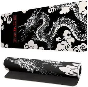 KEHIPI Gaming Mouse Pad Desk Pad,Extended Big Mouse Pad,31.5x11.8 Inch Long Computer Keyboard Mouse Mat Mousepad with 3mm Non-Slip Base and Stitched Edge for Gaming and Office (Loong) KEHIPI Gaming Mouse Pad Desk Pad,Extended Big Mouse Pad,31.5x11.8 Inch Long Computer Keyboard Mouse Mat Mousepad with 3mm Non-Slip Base and Stitched Edge for Gaming and Office (Loong)