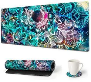 KEHIPI Large Gaming Mouse Pad, XXL Keyboard Mouse Mat Extended Desk Pad with Stitched Edges, Durable Non-Slip Base Mousepad for Home Office, 35x15.7inch, Mandala KEHIPI Large Gaming Mouse Pad, XXL Keyboard Mouse Mat Extended Desk Pad with Stitched Edges, Durable Non-Slip Base Mousepad for Home Office, 35x15.7inch, Mandala