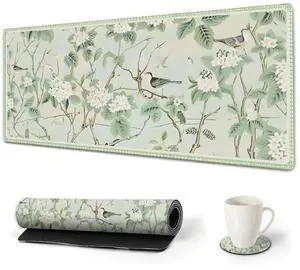 KEHIPI Large Gaming Mouse Pad with Stitched Edge, Non-Slip Base Desk mat for Laptop, Extended Desk Mousepad Keyboard Pad for Office, Home, 35 x 15.7 in,Green Leaf Bird KEHIPI Large Gaming Mouse Pad with Stitched Edge, Non-Slip Base Desk mat for Laptop, Extended Desk Mousepad Keyboard Pad for Office, Home, 35 x 15.7 in,Green Leaf Bird