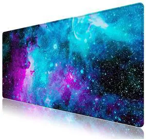 KEHIPI Extended Gaming Mouse Pad Mat Large Desk Mat Non Slip Rubber Base Computer Desktop Laptop Keyboard Mouse Mat with Stitched Edges, 35.1 x 15.75 in Long XXL Waterproof Mousepad for Work Game