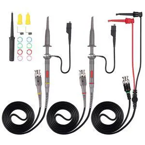 KEHIPI 200Mhz Oscilloscope Probe Clip Scope Test BNC End Probe P2200 10X/1X Black with BNC to Mini Grabber